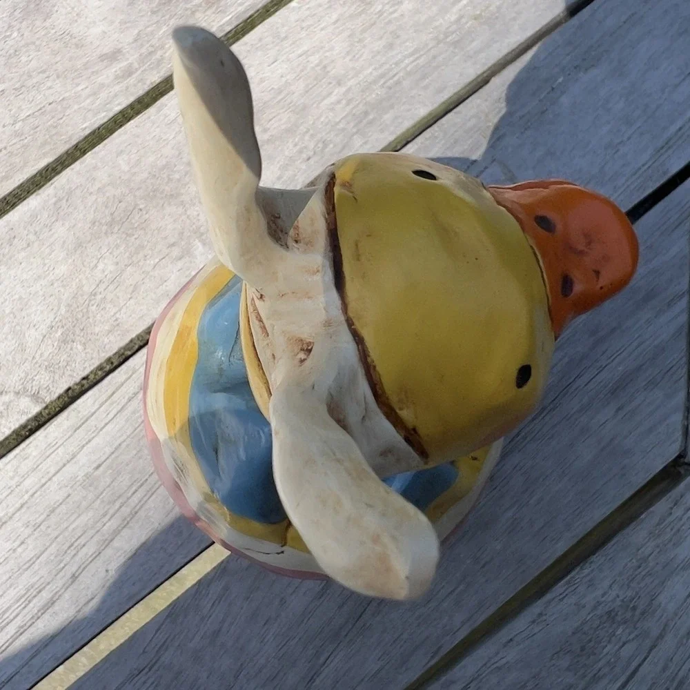 Penny McAllister Duck With Bunny Ears folk art Stripe Egg Easter 2003 Bobblehead